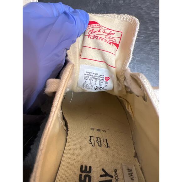 Converse Comme Des Garcons PLAY Chuck Taylor 70 Low Top Sneaker White W 7 M 5 - Picture 6 of 8